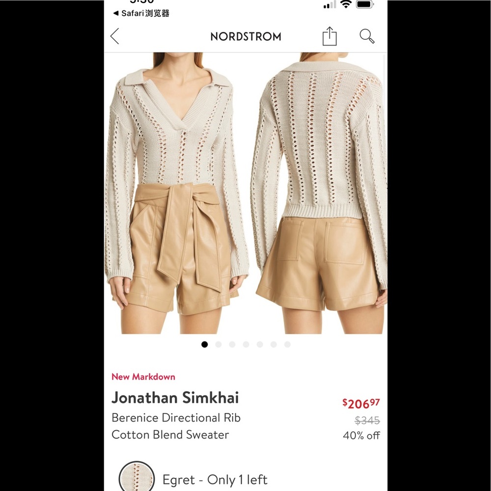 Jonathan Simkhai Berenice Directional Rib Cotton Blend Sweater